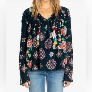 Johnny Was Harley Peasant Tassels Top Size XSmall XS